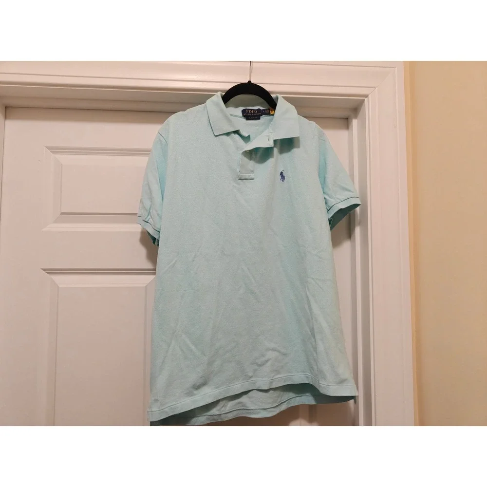 Polo Ralph Lauren Mens Classic Fit Short Sleeve Polo Shirt Aqua Blue Size M